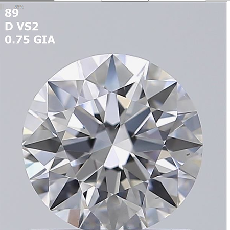 Round 0.75 ct D VS2 EX EX EX N