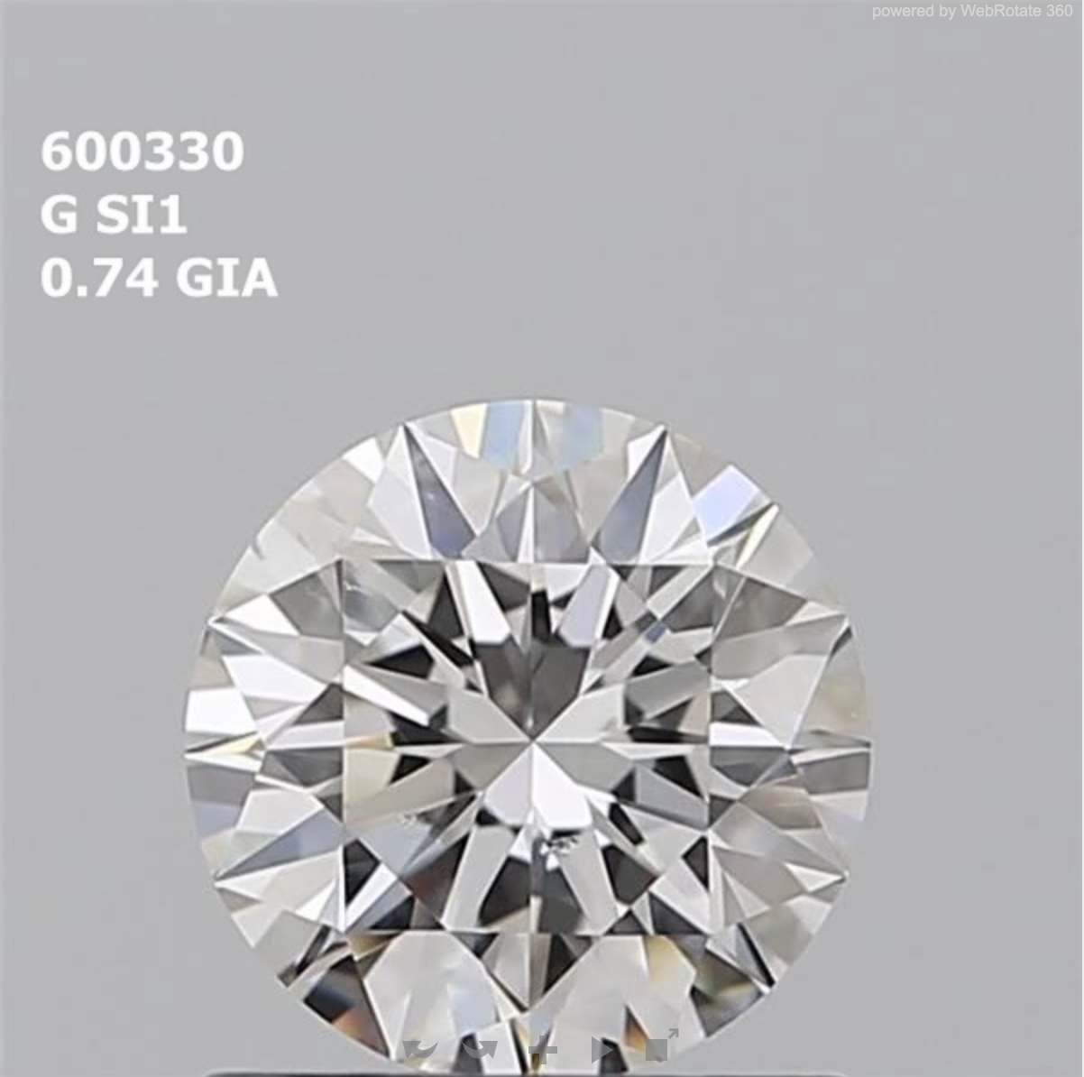 Round 0.74 ct G SI1 EX EX EX N