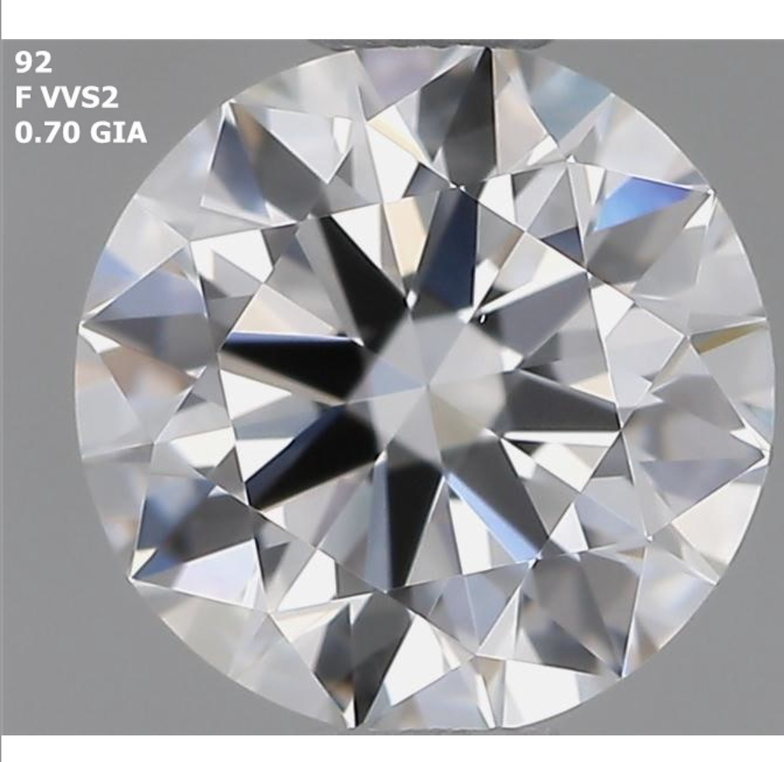 Round 0.7 ct F VVS2 EX EX EX N