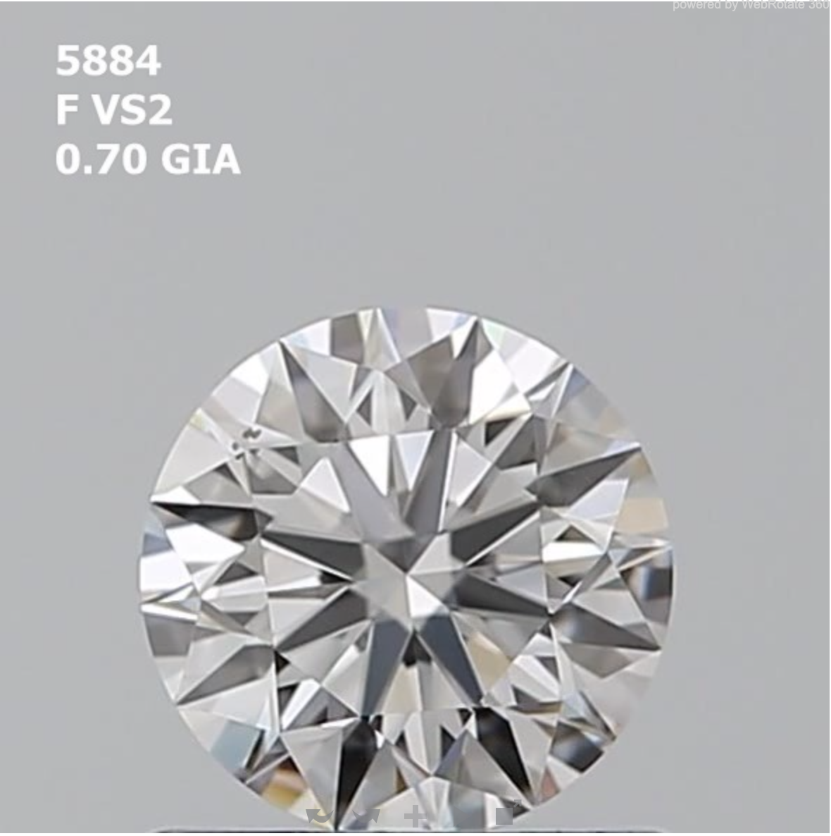 Round 0.7 ct F VS2 EX EX EX N