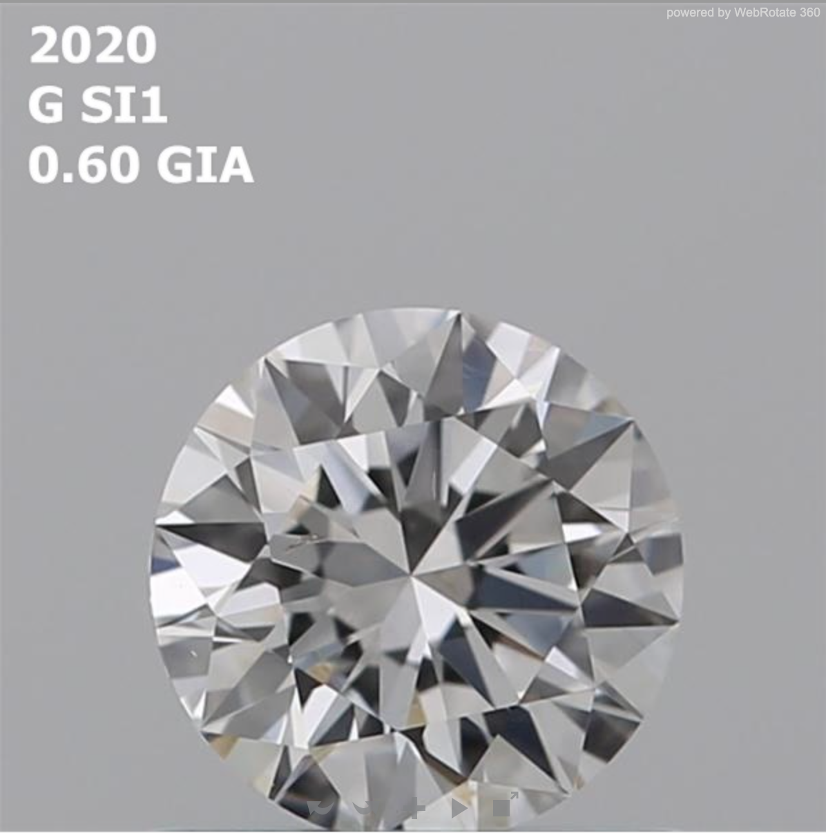 Round 0.6 ct G SI1 EX EX EX N