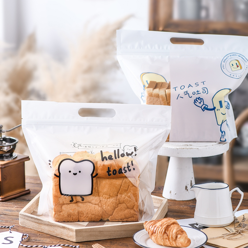 【Zip Lock Toast Packaging Bag 5 pcs】Zipper Loaf Bread Plastic Hello Toast 面包 人气吐司包装袋 5 入