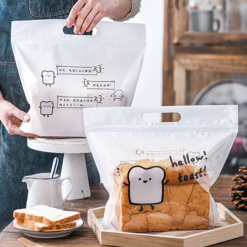 【Zip Lock Toast Packaging Bag 5 pcs】Zipper Loaf Bread Plastic Hello Toast 面包 人气吐司包装袋 5 入
