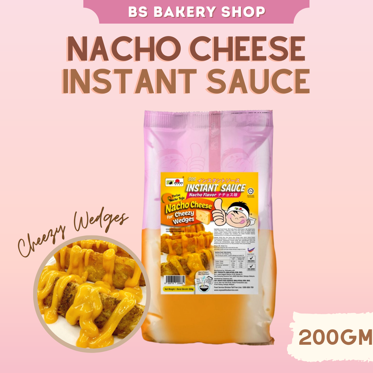 【Soy Asahi Instant Sauce Nacho Flavor Powder 】Original Cheese Cheesy Sos Pedas Spicy Cheezy Wedges  200g
