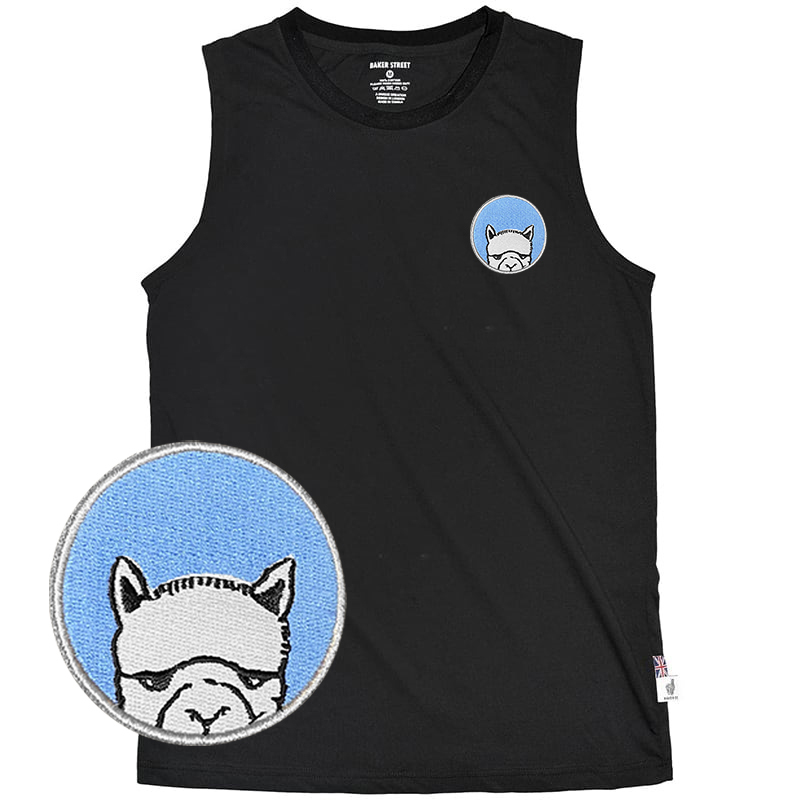 Embroidery-Hide blue alpaca 躲貓貓羊駝淺藍 刺繡 無袖背心