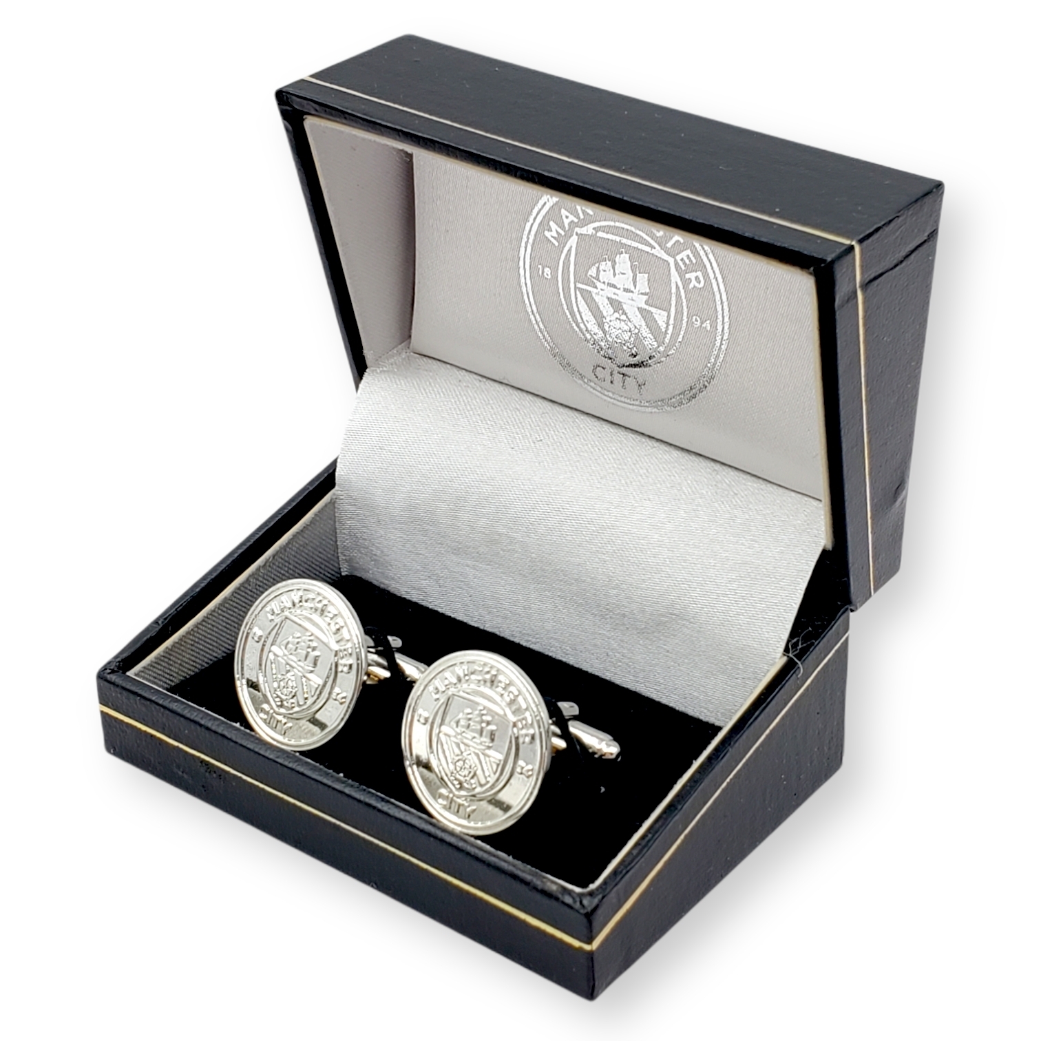 曼城純銀色會徽袖口扣