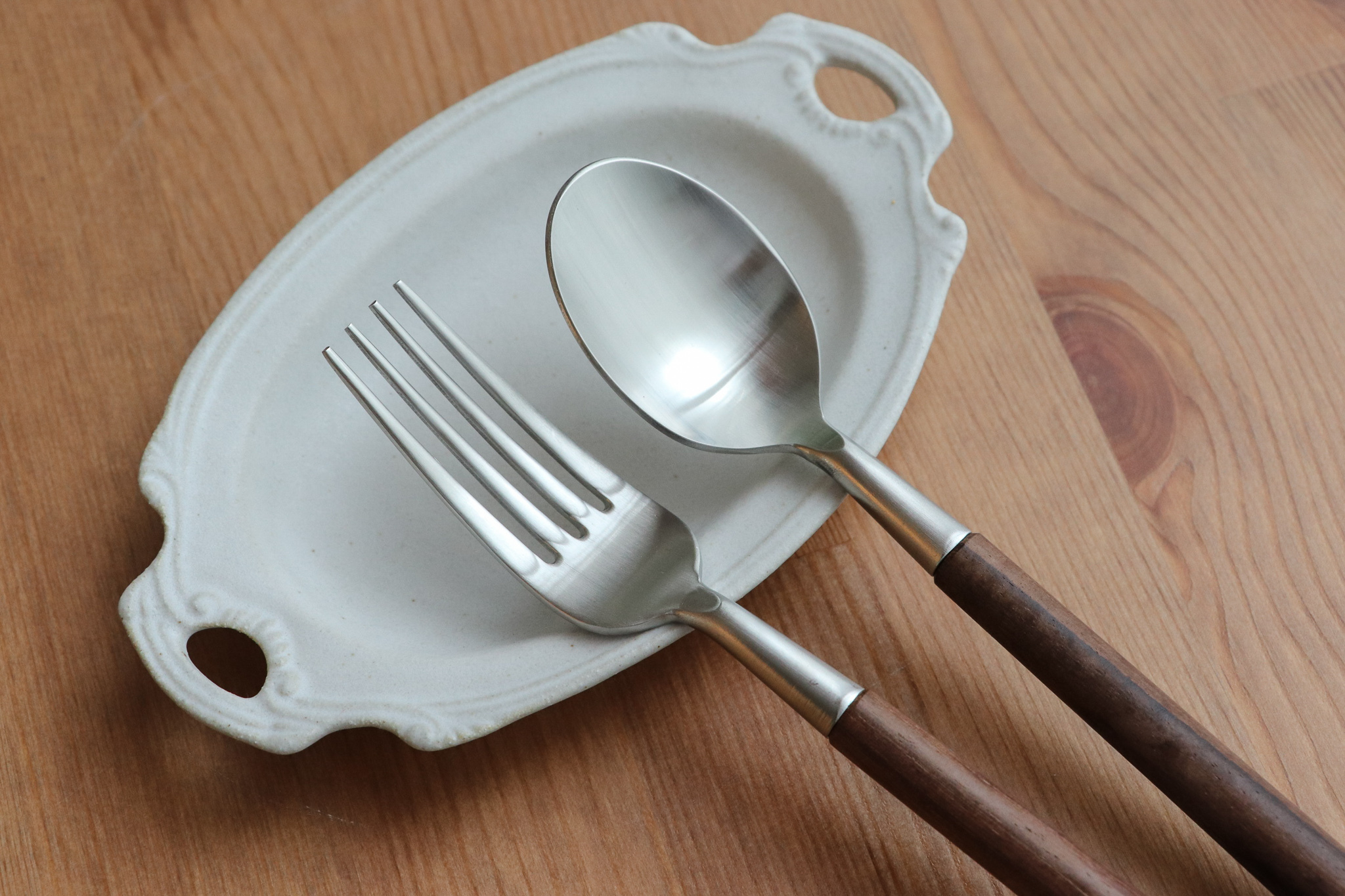 日本 SALUS 紅木 不鏽鋼 西餐叉匙