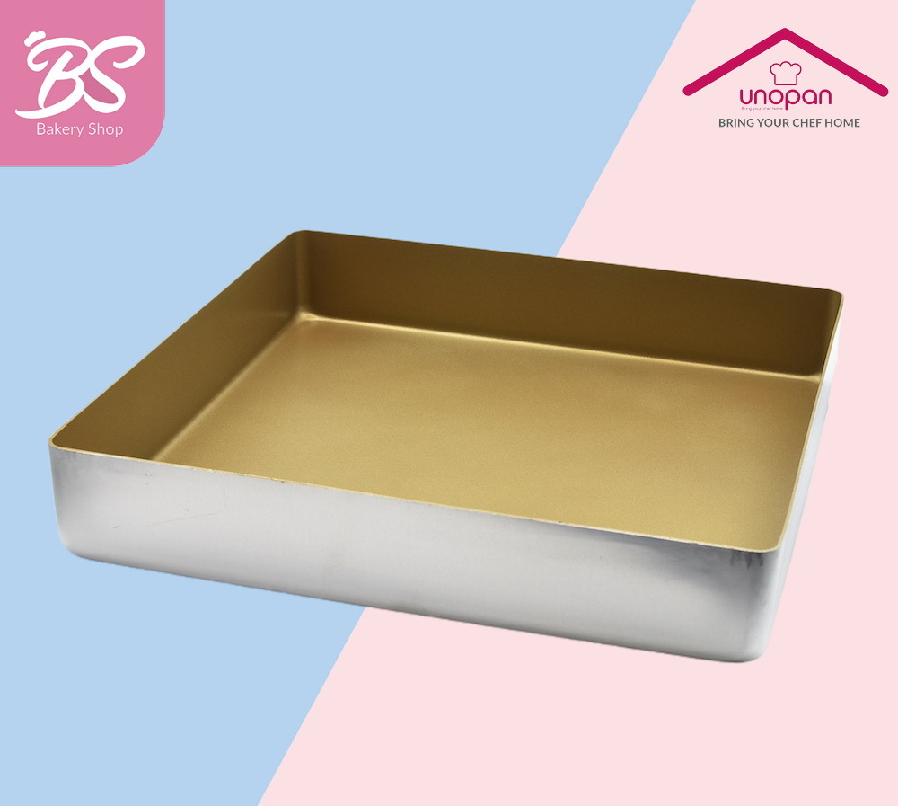 【Unopan Extra Tall Square Pan Baking Tray 】 Golden non-stick Series 1000 金色方型不沾烤盘 UN10013