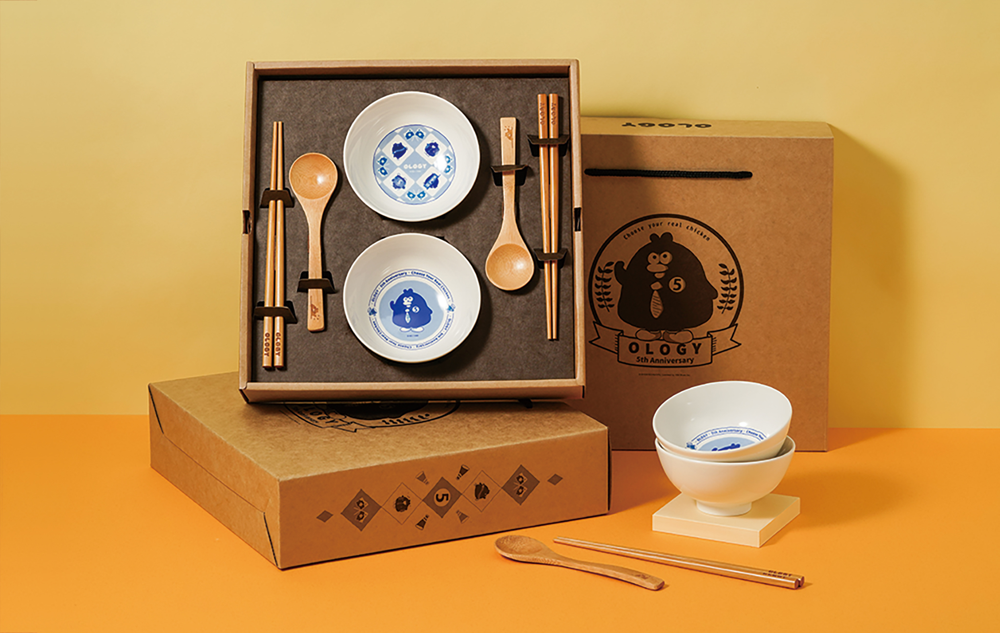 Mao's樂陶陶，奧樂雞OLOGY期間限定商品，奧樂雞陶瓷碗湯筷彭派組。