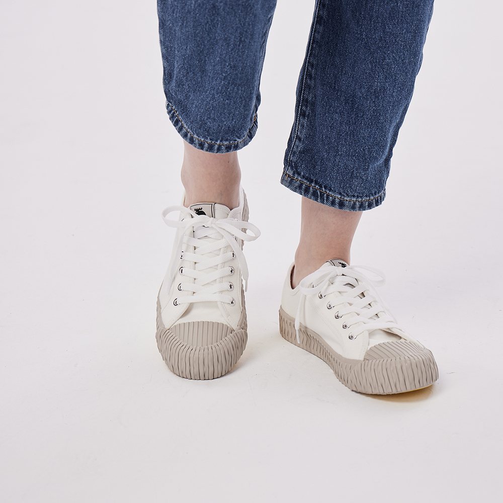 moz Sweden moose lace-up and color canvas biscuit shoes-white gray