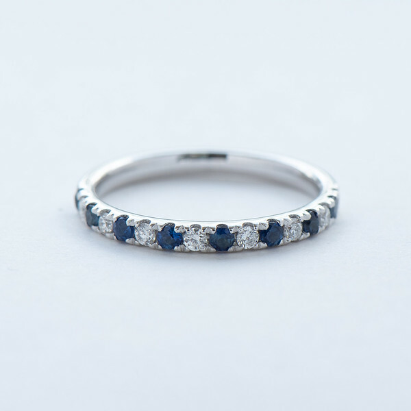 18K Blue Sapphire & Diamond Eternity Ring