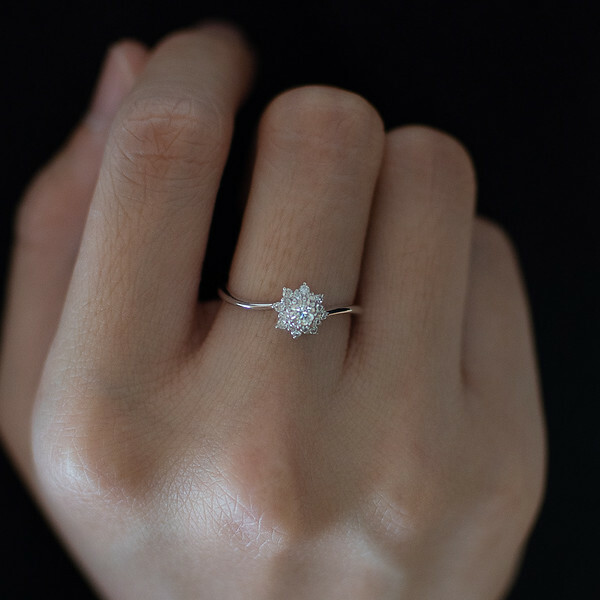 18K Sunflower diamond ring