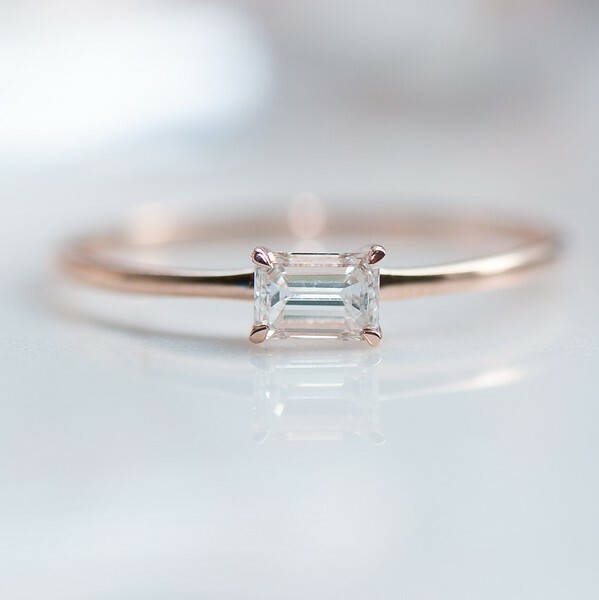 18K Simplicity Emerald Diamond Ring