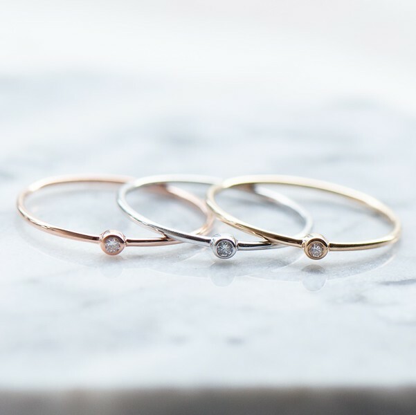 18K Tiny Diamond Ring