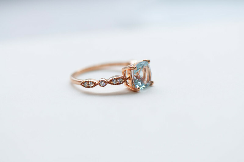 18K Hilary Aquamarine Diamond Ring