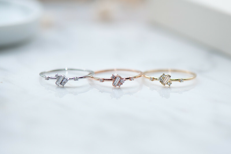 18K Aurora baguette diamond ring