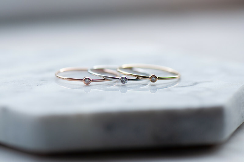 18K Tiny Diamond Ring