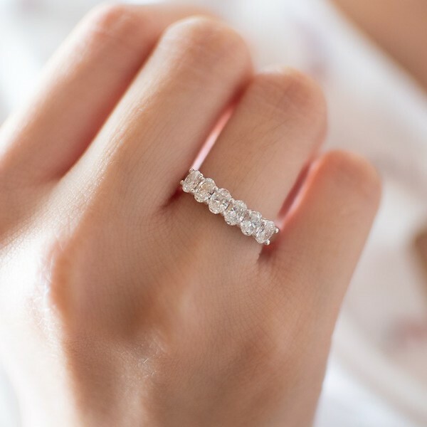 18K Oval Diamond Eternity Ring