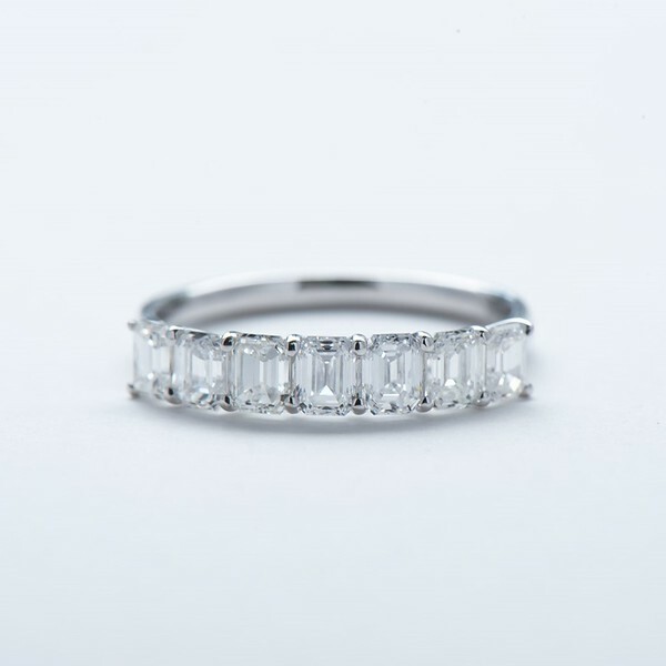 18K Emerald Cut Diamond Half Eternity Ring