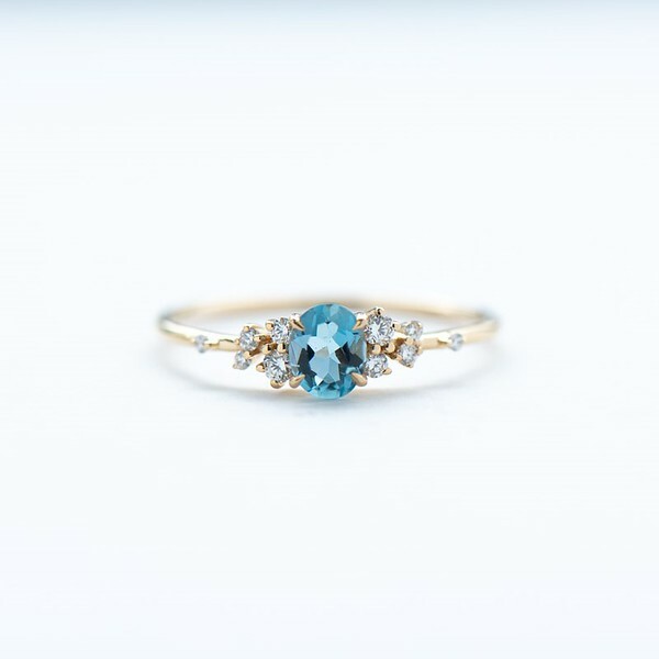 18K Francesa Aquamarine Diamond Ring