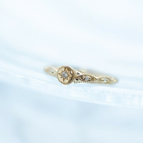 18K Gothic Vin Diamond Pinky Ring