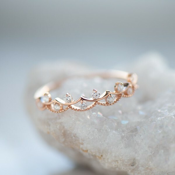 18K Double Crown Diamond Ring