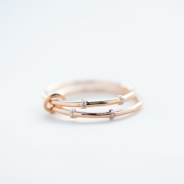 18K Doppia Diamond Index Ring