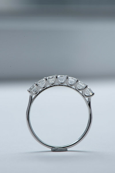 18K Emerald Cut Diamond Half Eternity Ring