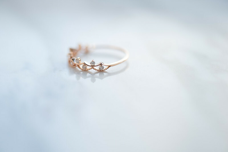 18K Double Crown Diamond Ring