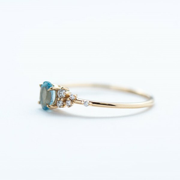18K Francesa Aquamarine Diamond Ring