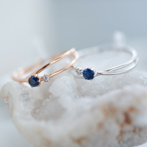 18K Blue Sapphire Diamond Ring