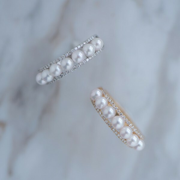 18K Akoya Pearl Diamond Ring