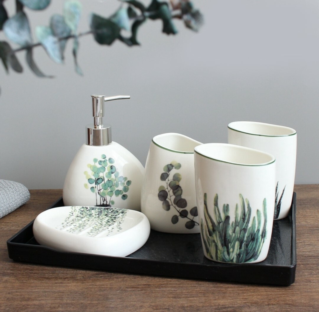 北歐風陶瓷洗漱套組