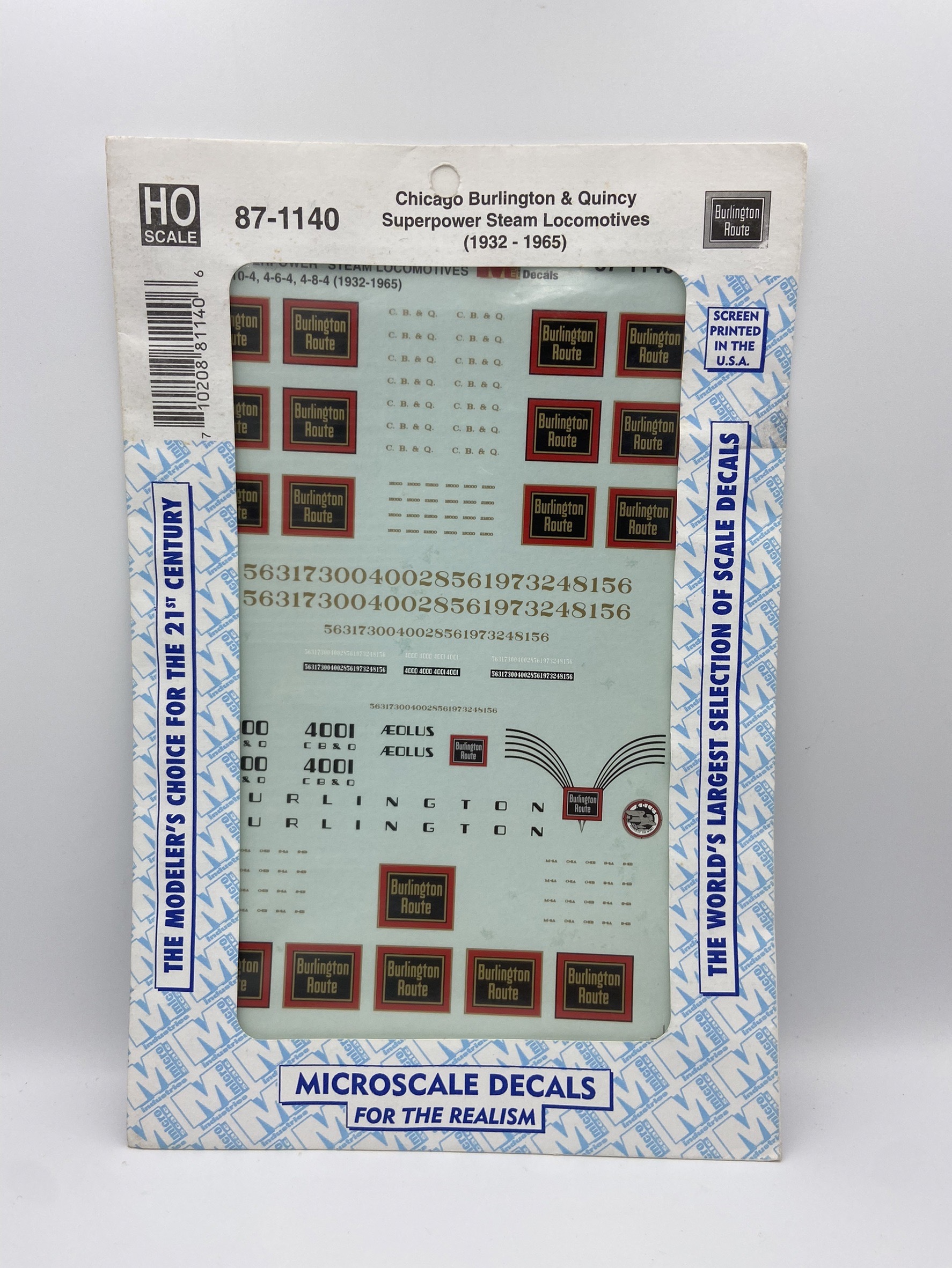 Microscale 87-1140 HO規 轉印紙 Chicago Burlington & Qu