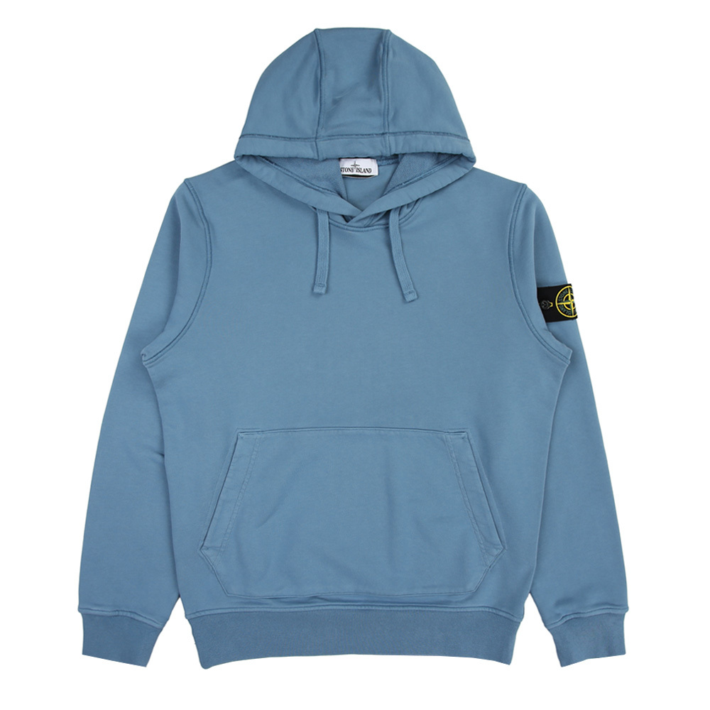 Stone Island 100％純棉 帽T 長袖 藍色