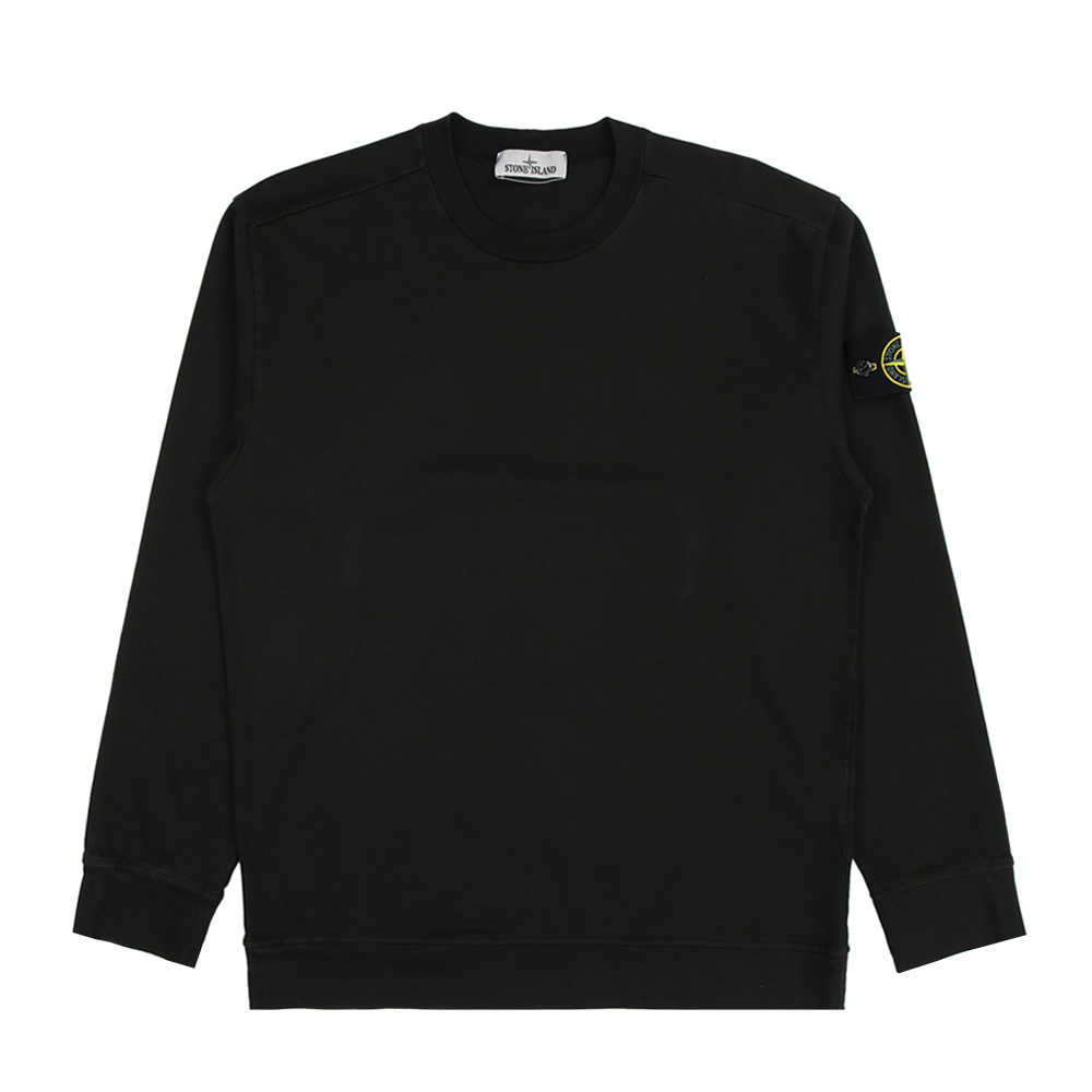 Stone Island 100％純棉 羅紋衣領 T恤 長袖 黑色