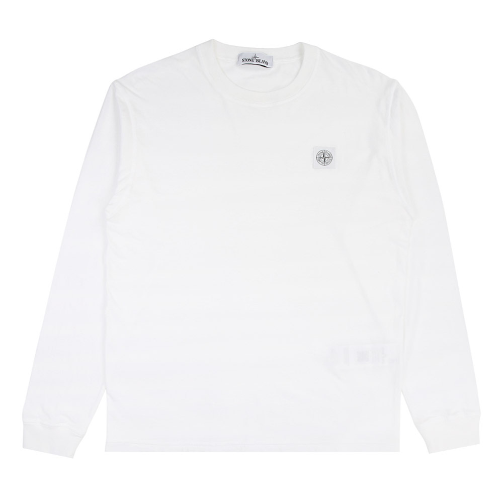 Stone Island 100％純棉 刺繡LOGO T恤 長袖 白色