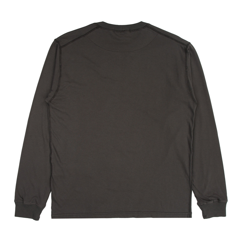 Stone Island 100％純棉 刺繡LOGO T恤 長袖 木炭色