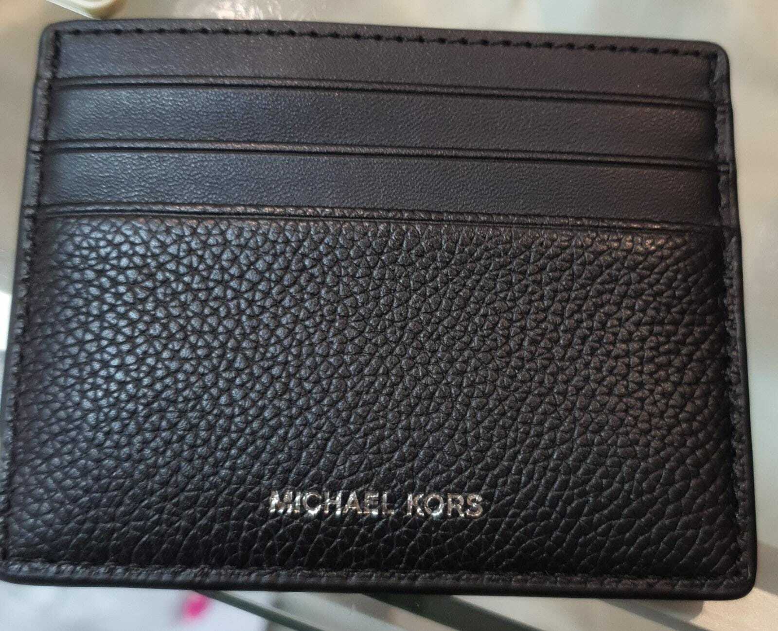 [S] MICHAEL KORS 36F9LCOD2L COOPER TALL CARD CASE LEATHER, BLACK, 193600441240 (SMK39)