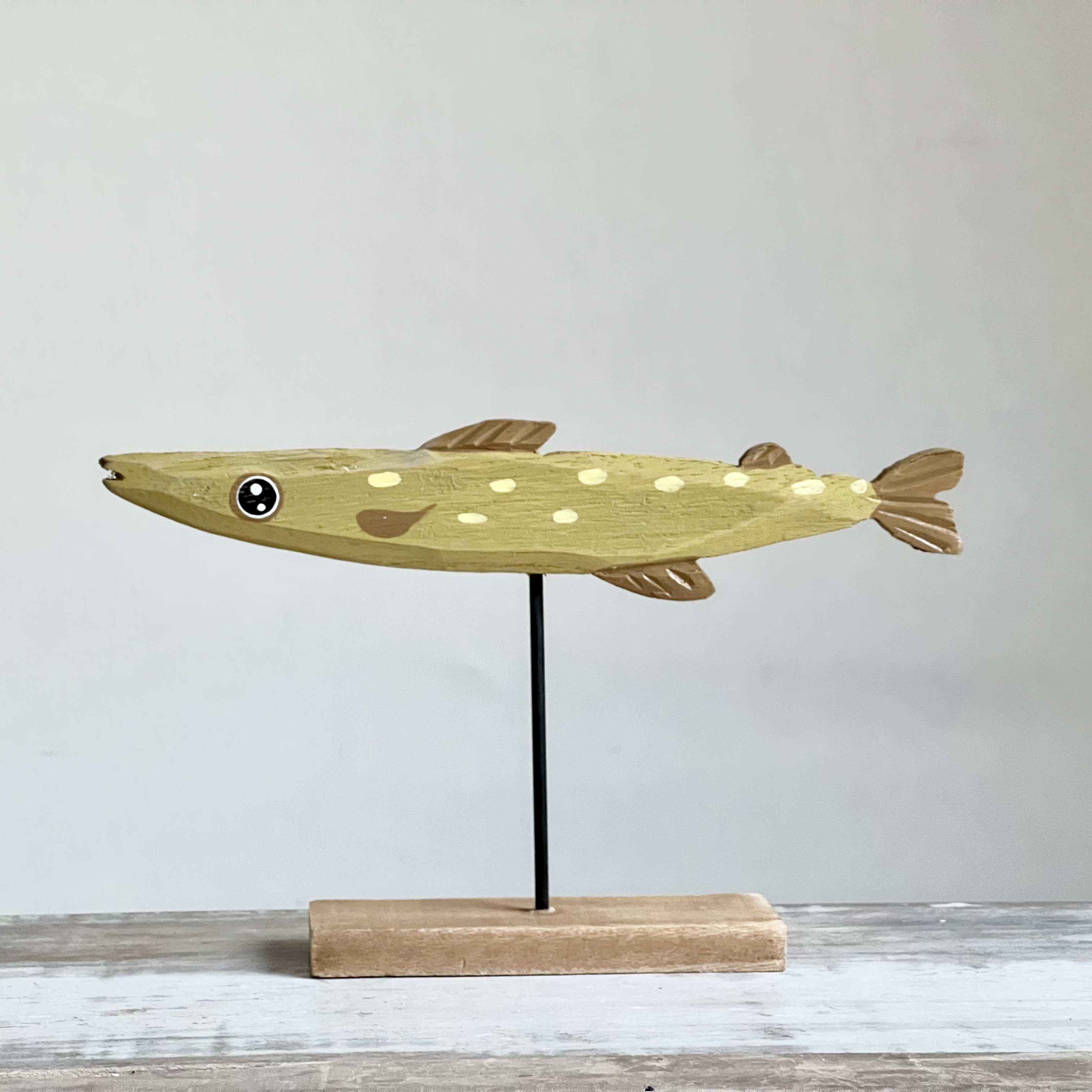 魚木雕擺飾木製彩色魚