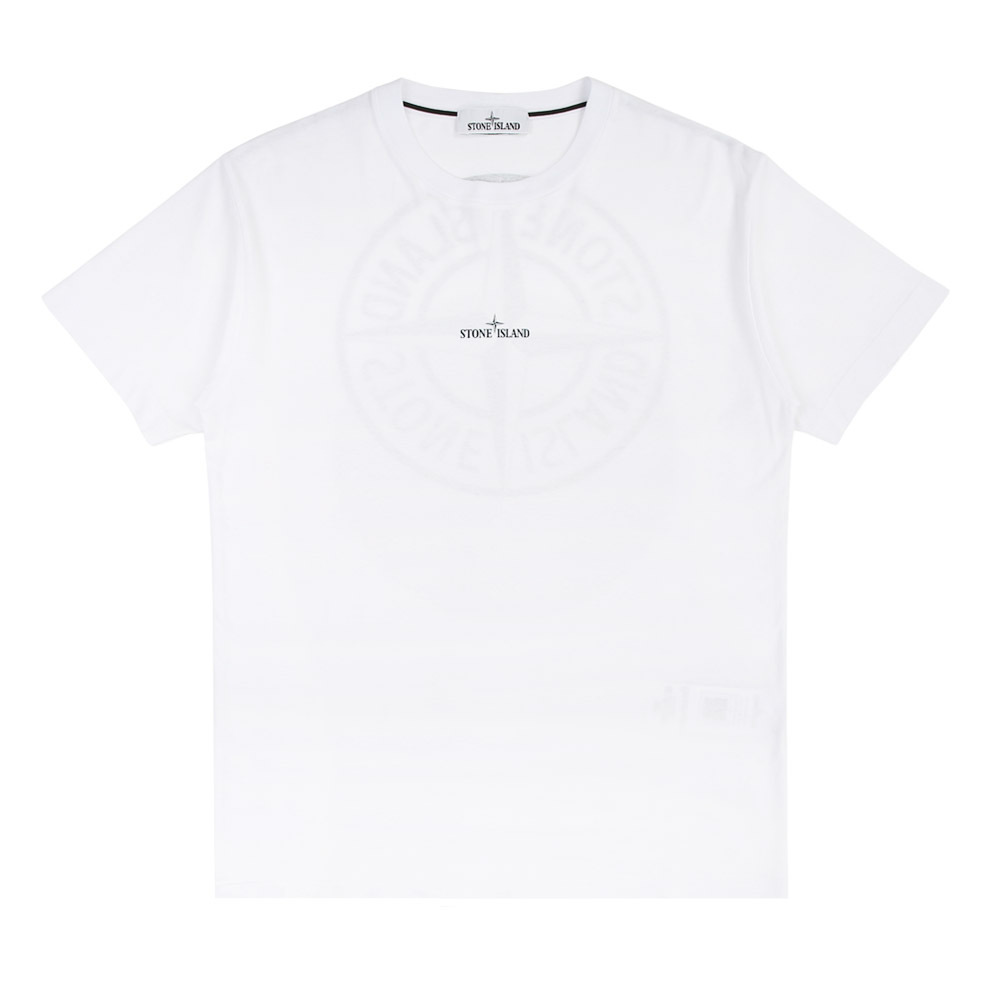 Stone Island 100％純棉 正面和背面LOGO T恤 短袖 白色