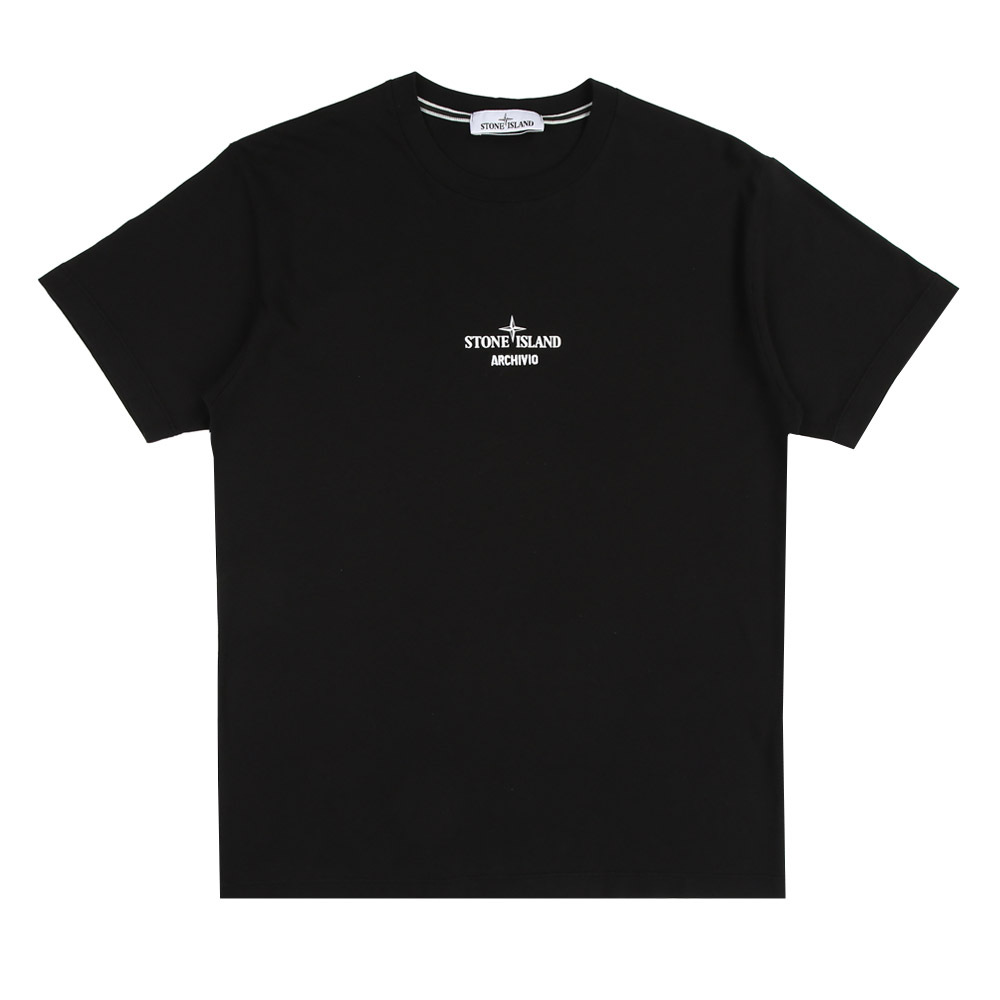 Stone Island 100％純棉 正面和背面LOGO T恤 短袖 黑色