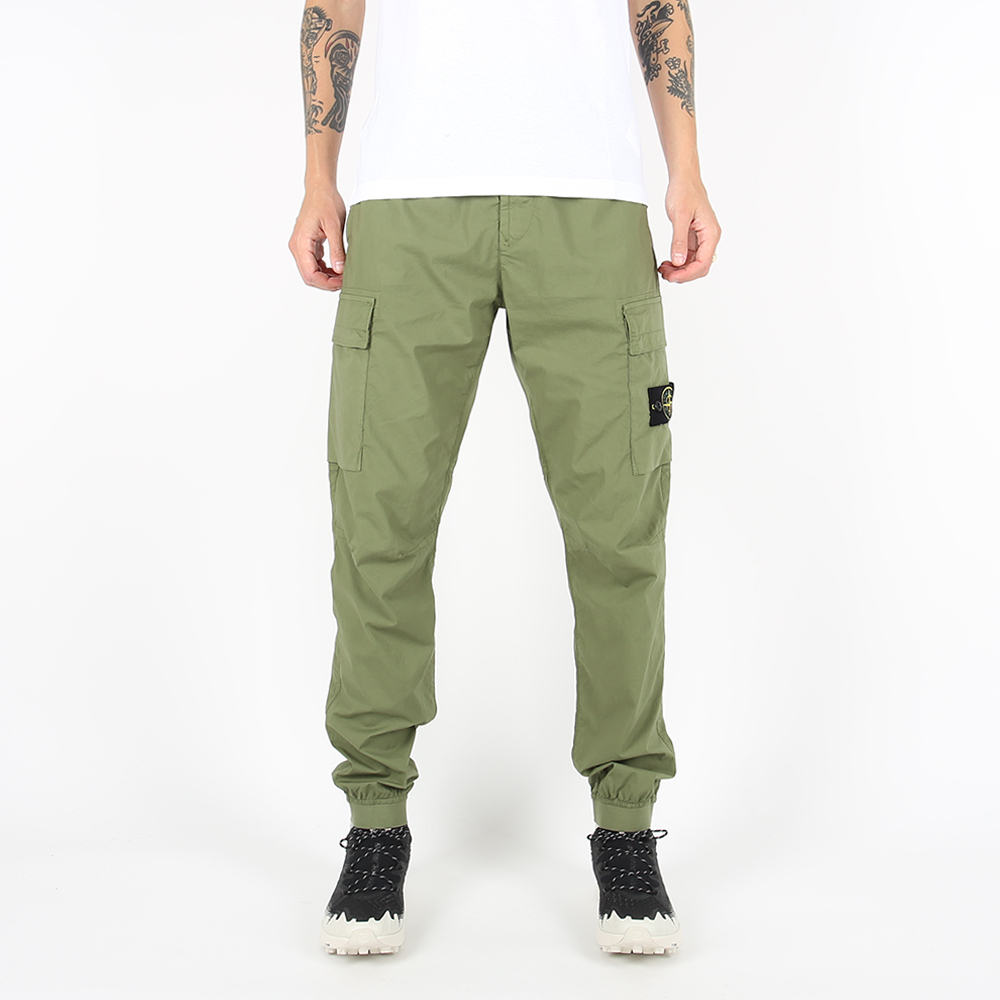 Stone Island 羅盤LOGO 抽繩鬆緊腰帶 長褲 褲子 橄欖色