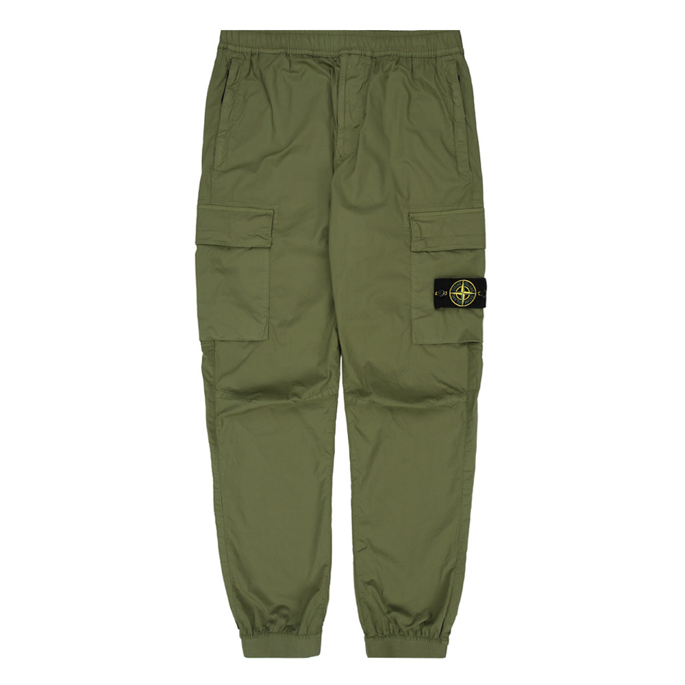 Stone Island 羅盤LOGO 抽繩鬆緊腰帶 長褲 褲子 橄欖色