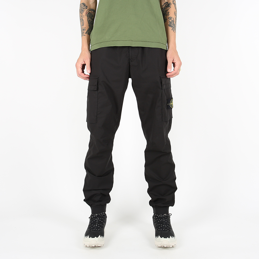 Stone Island 羅盤LOGO 抽繩鬆緊腰帶 長褲 褲子 黑色