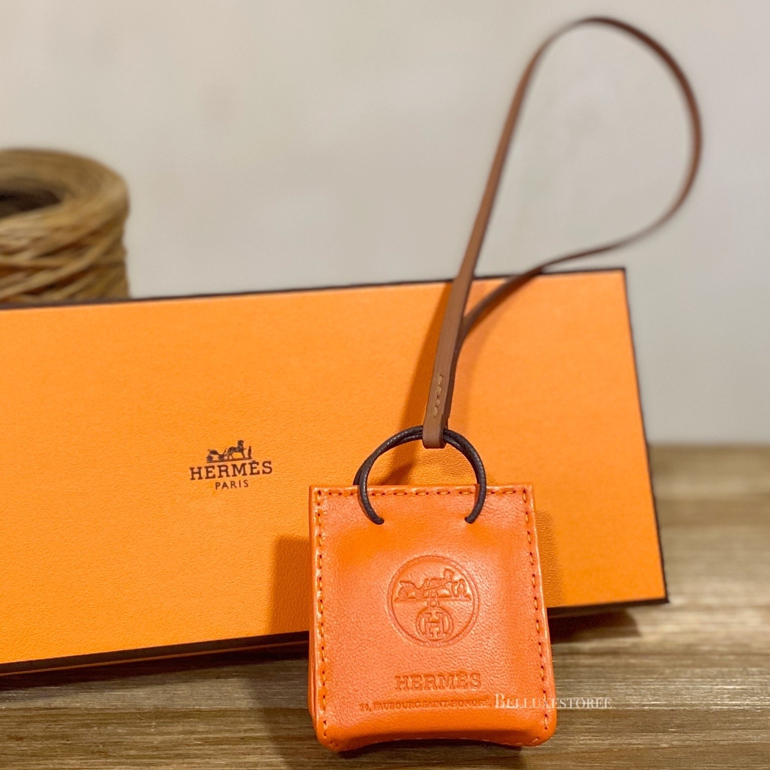 [Unused] Hermes shopping bag charms orange