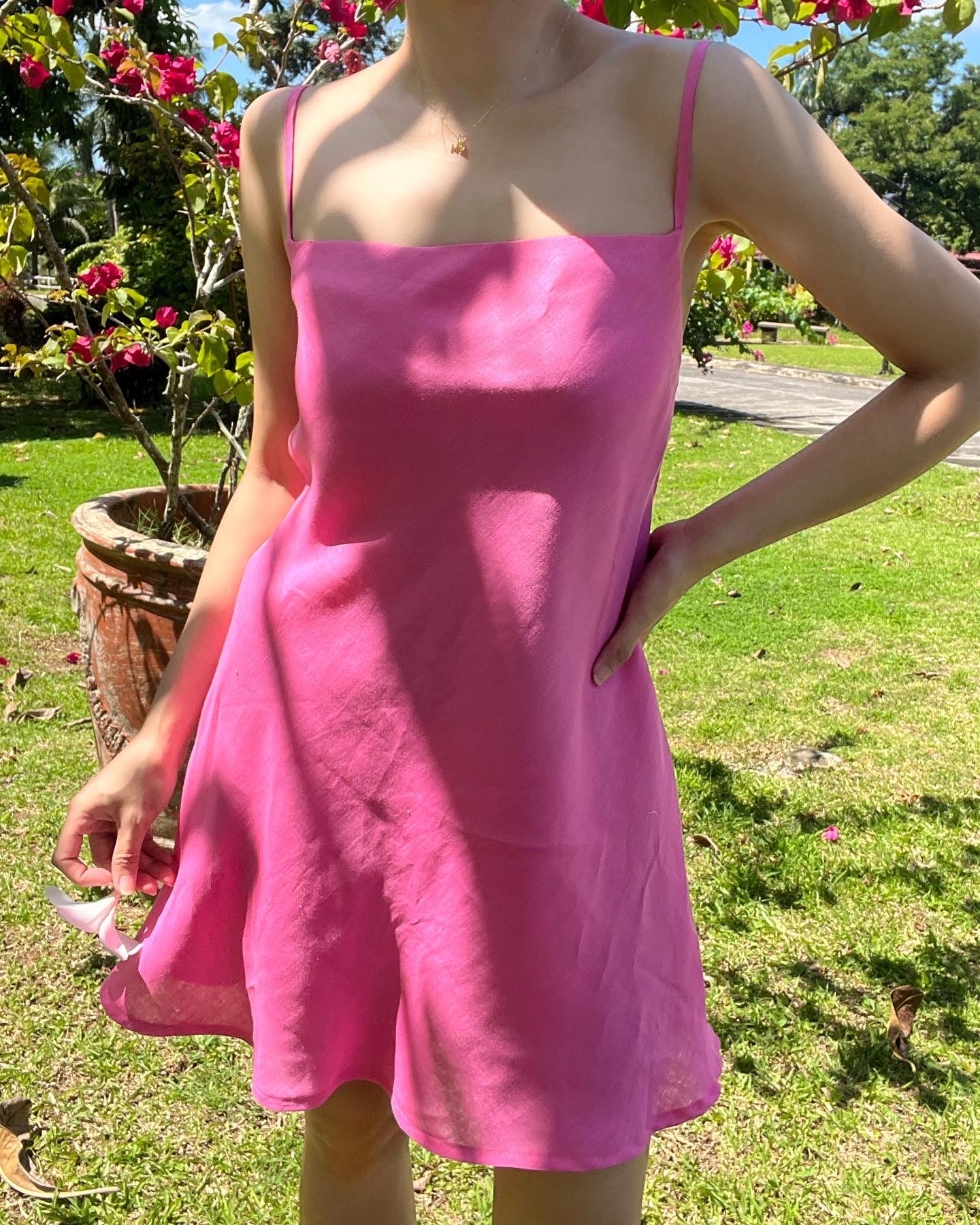 Keegan Linen Dress - Magenta