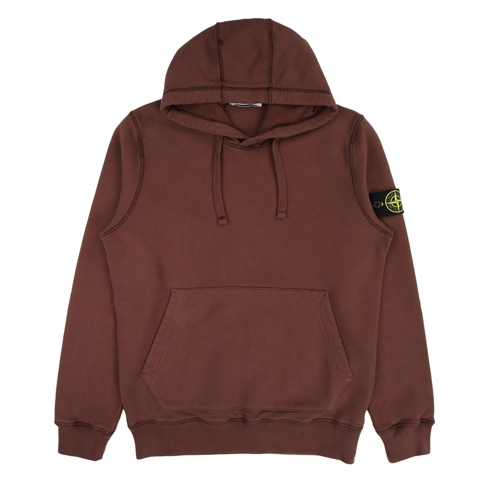 Stone Island  100％純棉 前袋口袋 帽T 木棕色