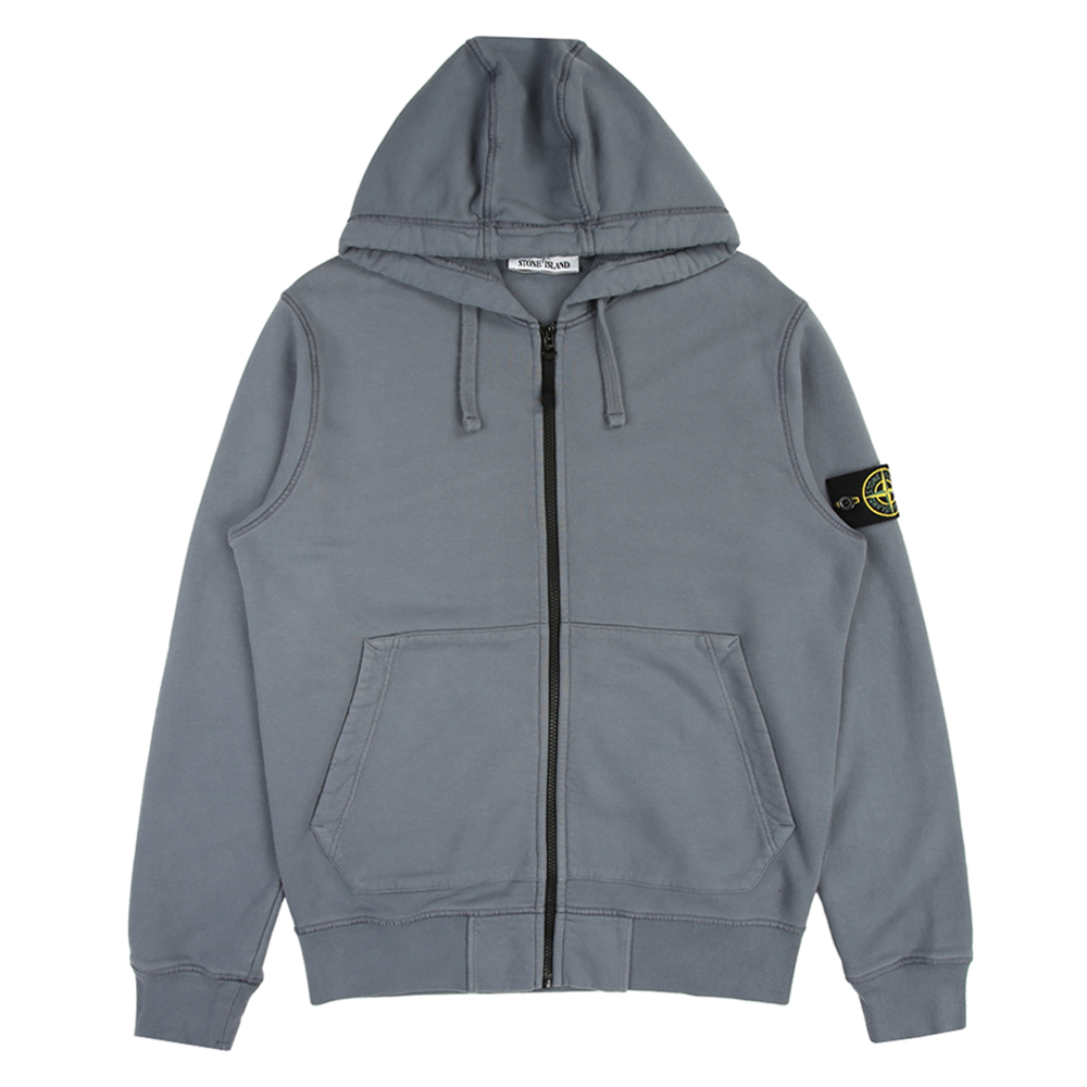 Stone Island  100％純棉 前袋口袋 帽T 水霧藍