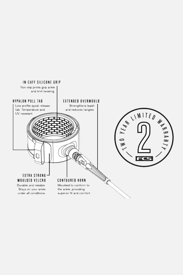 FCS - ALL ROUND腳繩 (6', 7' & 9'尺膝蓋)-黑色